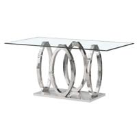 Eettafel Home ESPRIT Staal Gehard glas 160 x 90 x 76 cm