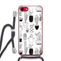Cactusmotief: iPhone SE 2020 Transparant Hoesje met koord