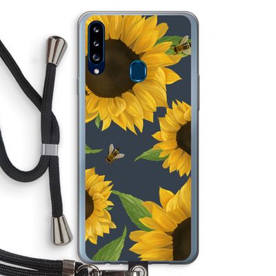 Sunflower and bees: Samsung Galaxy A20s Transparant Hoesje met koord