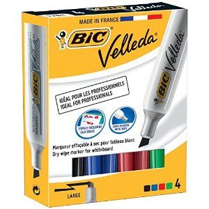 BIC Velleda 1781 markeerstift 4 stuk(s) Beitelvormige punt Zwart, Blauw, Groen, Rood