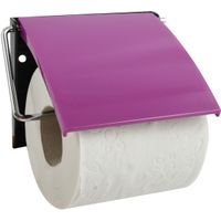 Toiletrolhouder wand/muur - metaal met afdekklepje - paars - thumbnail