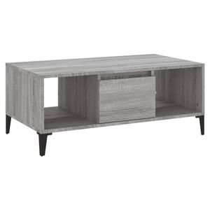 The Living Store Salontafel - Industriële Stijl - 90 x 50 x 36.5 cm - Grijs Sonoma Eiken