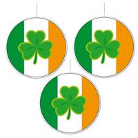 Ierland vlag thema hangdecoratie - 3x - Dia 28 cm - Feestartikelen/versiering - Sint patricksday