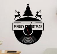 Muursticker klok LP Merry Christmas