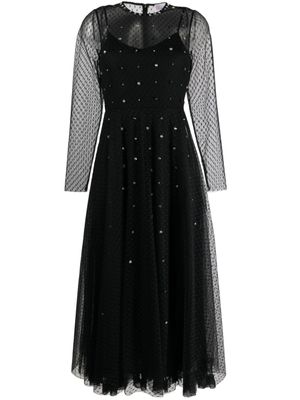 RED Valentino robe en tulle à ornements en cristal - Noir