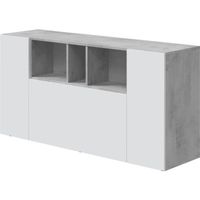 LOIRA Dressoir - Melamine - Artik wit en cement - 3 deuren + 3 opbergnissen - B 150 x D 41 x H 76 cm - thumbnail