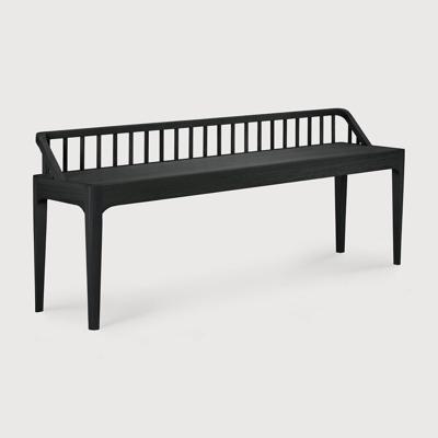 Ethnicraft Eetkamerbank 'Spindle' Gevernist Eikenhout, 150cm, kleur Zwart