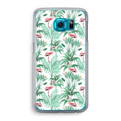 Flamingo bladeren: Samsung Galaxy S6 Transparant Hoesje