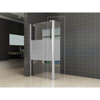 Wiesbaden Comfort Zijwand Draaibaar Links - 350x2000x10mm - NANO - Helder Glas met Melkglas Middenband/Chroom Wiesbaden Comfort Zijwand Draaibaar Links - 350x2000x10mm - NANO - Helder Glas met Melkglas Middenband/Chroom