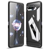 Asus ROG Phone 5 Geborsteld TPU Cover - Koolstofvezel - Zwart