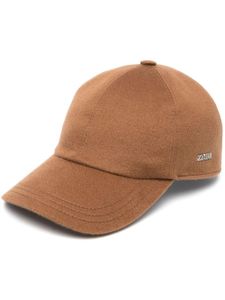 Zegna casquette en cachemire à plaque logo - Marron