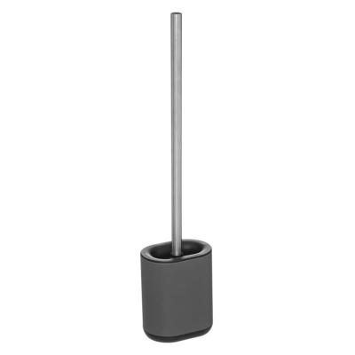 5Five WC-/toiletborstel met houder - plat - grijs - polypropyleen kunststof kop - 53 cm