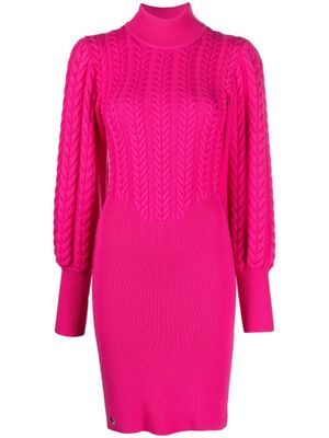 Philipp Plein pull en maille torsadée à col montant - Rose
