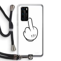 Middle finger white: Huawei P40 Transparant Hoesje met koord