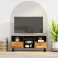 Tv-meubel 100x33x46 cm massief mangohout en bewerkt hout - thumbnail