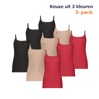Ten Cate Secrets Spaghetti Top 3-pack Rood-XL