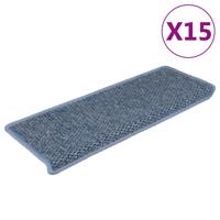 VidaXL Trapmatten zelfklevend 15 st sisal-look 65x21x4 cm blauw