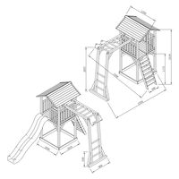 AXI Beach Tower Speeltoestel van hout in Grijs en Wit Speeltoren met zandbak, klimrek en grijze glijbaan - thumbnail