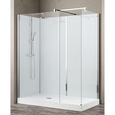 Nemo Stock Vidrio inloopdouche - 170x80x195cm - witte achterwand - inclusief douchebak - met garnituur - wit/chroom RNAA17080HH-A