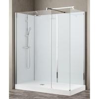 Nemo Stock Vidrio inloopdouche - 170x80x195cm - witte achterwand - inclusief douchebak - met garnituur - wit/chroom RNAA17080HH-A