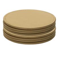 Onderzetters voor glazen - 8x stuks - rond - leder look - goud - 10 cm