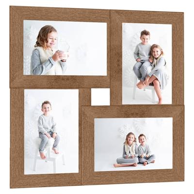 VidaXL Fotolijst voor 4x(10x15 cm) foto mdf lichtbruin