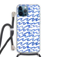 Blauwe golven: iPhone 12 Pro Max Transparant Hoesje met koord