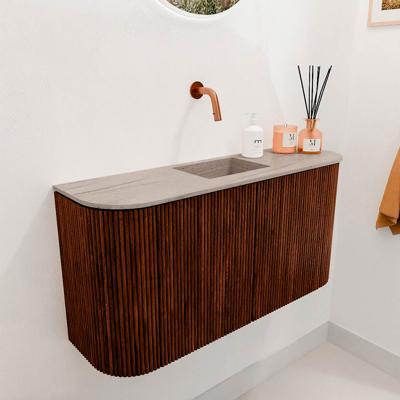 Toiletmeubel Mondiaz Joya Dlux | 83.2 cm | Meubelkleur Ruby | Faye wastafel Saba Wasbak Midden | Zonder kraangat(en)