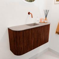Toiletmeubel Mondiaz Joya Dlux | 83.2 cm | Meubelkleur Ruby | Faye wastafel Saba Wasbak Midden | Zonder kraangat(en)