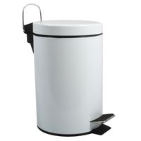 MSV Prullenbak/pedaalemmer - metaal - wit - 5 liter - 20 x 28 cm - Badkamer/toilet   - - thumbnail