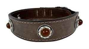 Sazzz Sazzz halsband hond boho treasure stone vintage leer bruin