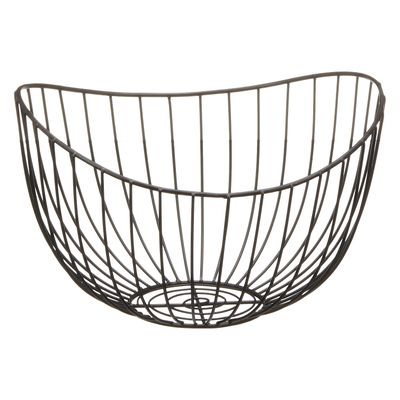Metalen fruitmand/fruitschaal zwart rond 26 x 17 x 24 cm