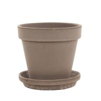 Terracotta pot met schotel (taupe) - P 17 cm
