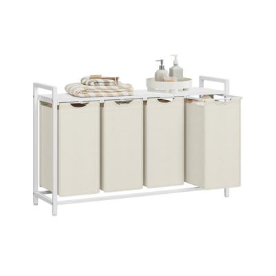 Wasmand met 3 vakken, wit / 160 L