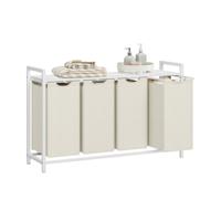 Wasmand met 3 vakken, wit / 160 L