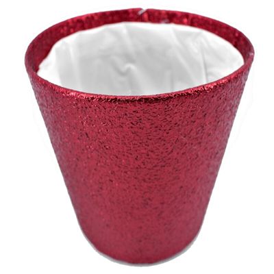 Bloempot kunsstof mand in glitter rood 15 x 14 cm voor bijvoorbeeld kerststukje