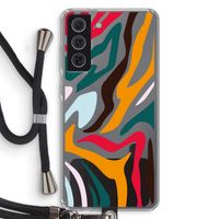 Colored Zebra: Samsung Galaxy S21 FE Transparant Hoesje met koord