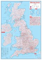 Wandkaart Groot-Brittannië postcode | Geplastificeerd | 84 x 119 cm | Maps International