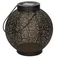 Solar lantaarn - zwart - cirkels - 19 cm - tafellamp - zonne-energie - tuinverlichting