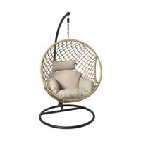Hangstoel Havana met beige kussens - bruin - 186 cm
