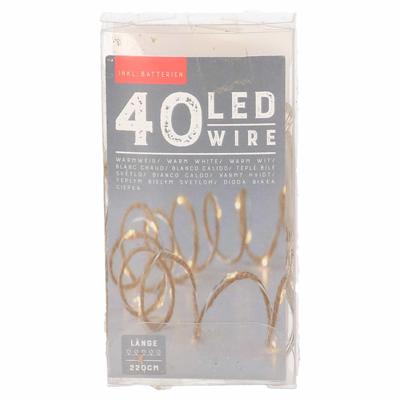 Bellatio Decorations Kerstverlichting jute - warmt wit - op batterij - 220 cm