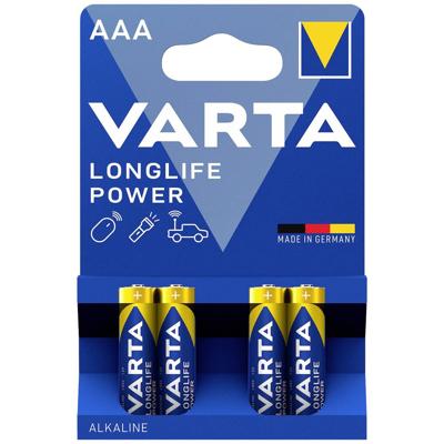 Varta LONGLIFE Power AAA Bli 4 AAA batterij (potlood) Alkaline 1.26 Ah 1.5 V 4 stuk(s)