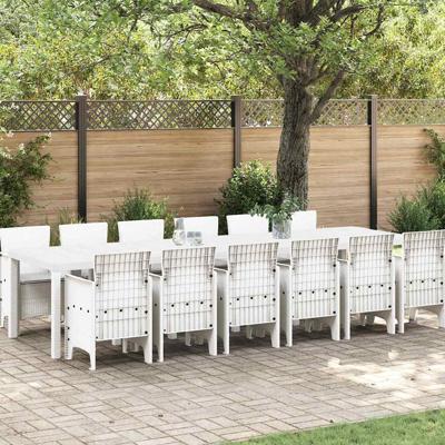 Tuin Eetset 13 pcs Wit Polt riet