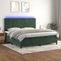 Boxspring met matras en LED fluweel donkergroen 200x200 cm