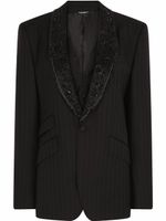 Dolce & Gabbana blazer boutonné à fines rayures - Noir