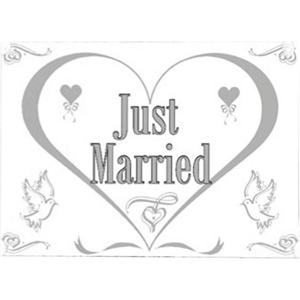 Bruiloft Just Married versiering - gevelvlag - 150 x 100 cm - met zuignappen - versiering