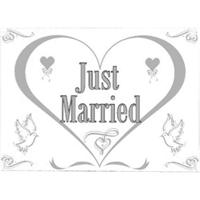 Bruiloft Just Married versiering - gevelvlag - 150 x 100 cm - met zuignappen - versiering