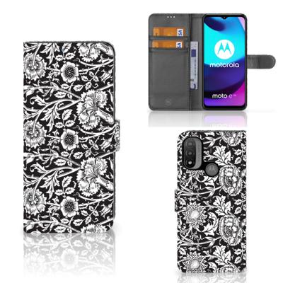 Motorola Moto E20 | E30 | E40 Hoesje Black Flowers Motorola Moto E20 | E30 | E40 Hoesje Black Flowers