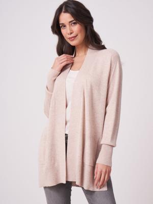 Cardigan met open voorzijde en zakken van biologische cashmere-zijde mix