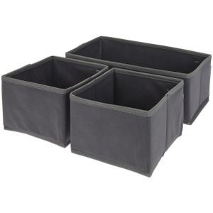 Kast opberg/opruim manden 3-delig donkergrijs 28 x 14 x 11 cm